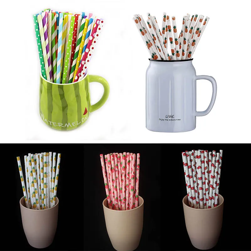 Многоцветные портативные одноразовые соломинки экологичный декор для дня