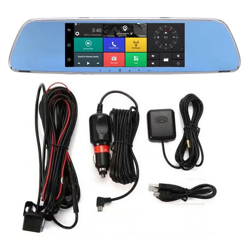 AfmoDVR Автомобильный dvr 3g регистраторы 7' Android 5 0 двойной объектив зеркало заднего