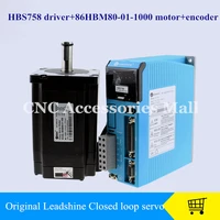 cnc leadshine closed loop hybrid servo drive kit hbs758 driver 86hbm80 01 1000 motor encoder