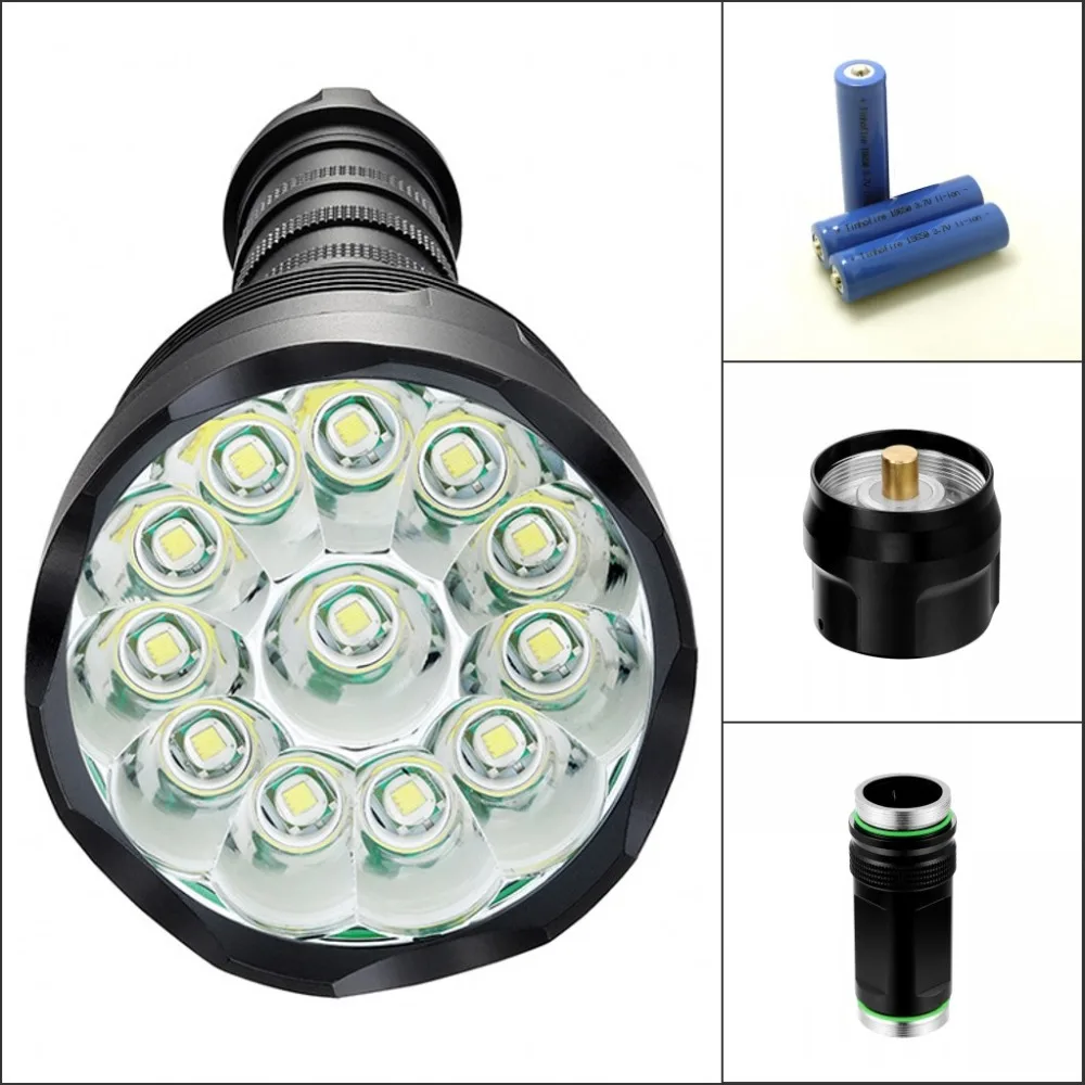 Tinhofire CX12 12xT6 12xcree XM L T6 22000 люменов 5 режимный светодиодный фонарик лампа Черная|torch