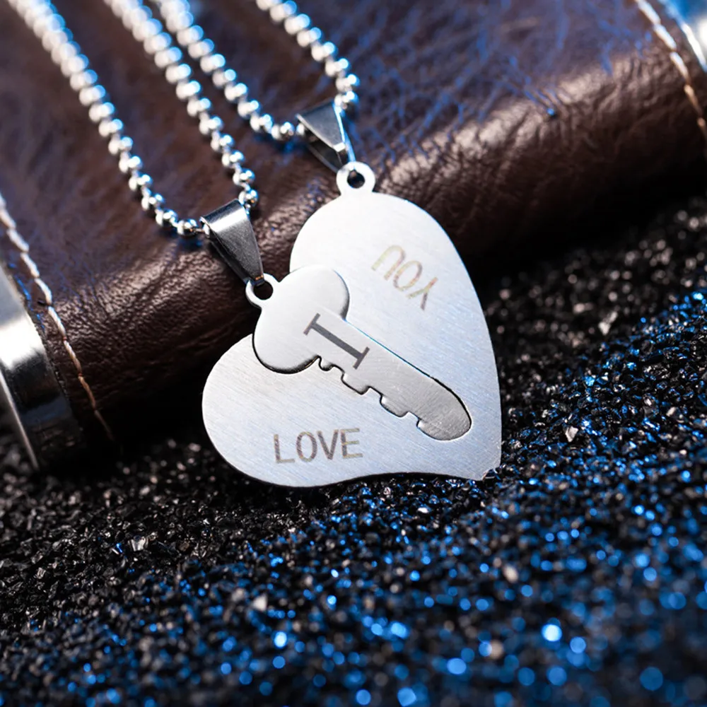 OTOKY 2018 горячая распродажа 1 пара I Love You Lock разбитое сердце Нержавеющая сталь кулон