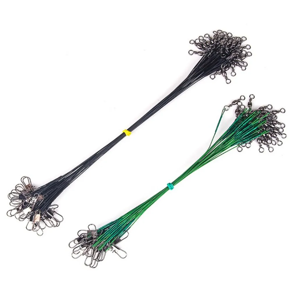 

100pcs/lot Fly leash Fishing lead Line Rope Wire Lure Fishhook Line Trace Wire Leader Swivel Stainless Steel Rolling Swivels