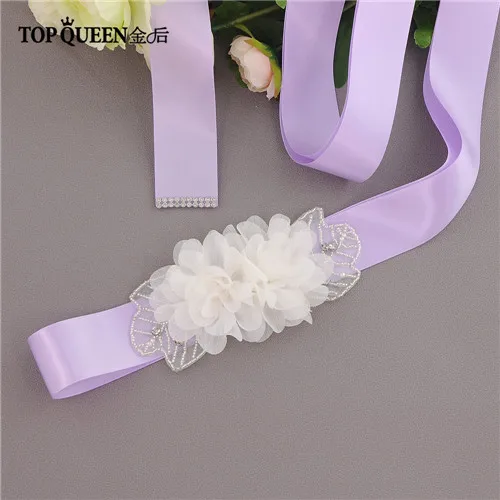 lavender TOPQUEEN S248 винтажное белое бисерное свадебное платье с поясом пояс с цветочным узором Белый цветочный свадебный пояс-лента белый цветок створки белые бусины на цепочке - Цвет: lavender