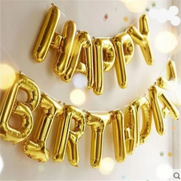 16 Inch Happy Birthday Letter Self Inflating Balloons Gold/ Silver/ Rose Gold Banner Foil Balloon Party Decor | Дом и сад