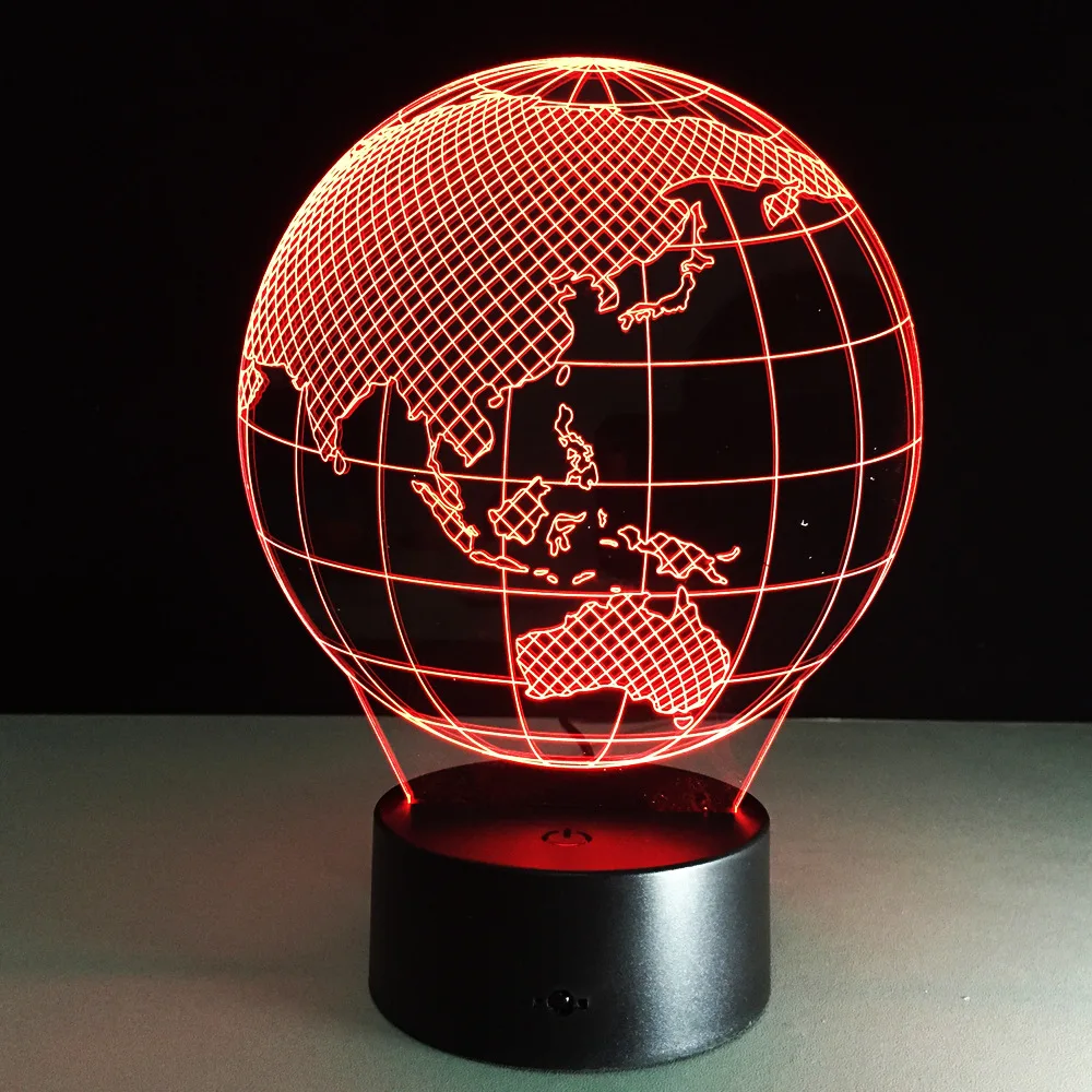 Oceania Map Earth Globe 3D Illusion Lamp LED 7 Color Changing Touch USB Night Light Home Decor Bedroom Mood Table Kids Gift | Лампы и