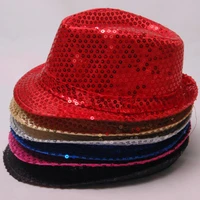 women men kids boy sequins jazz hat trilby dance hats cap 9 colors available