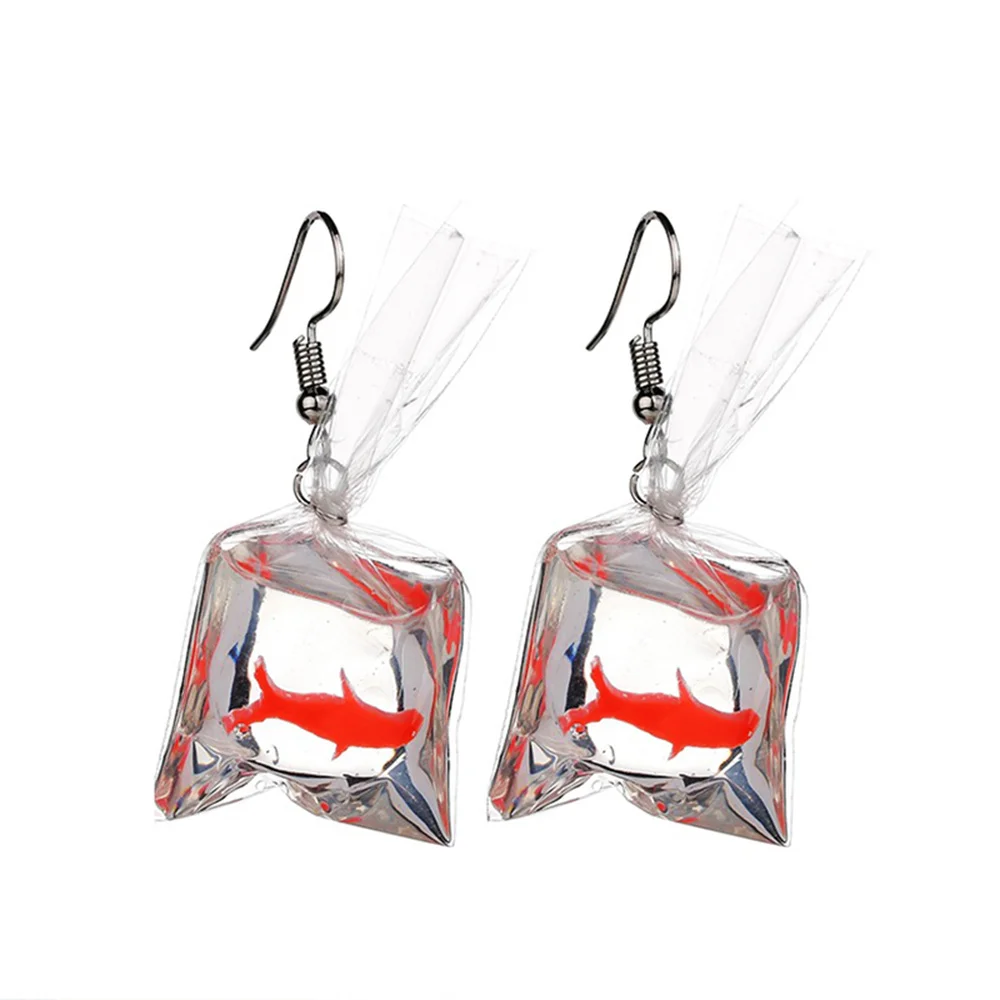ZVZO прозрачная сумка золотая рыбка висячие серьги Shellhard Bijoux Femme букле d'oreille