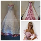 2021 Новая мода с вуалью розового цвета с камуфляжным принтом ТРАПЕЦИЕВИДНОЕ свадебное платье с камуфляжным принтом бисером Свадебные платья с имитацией дерева Vestidos De Noiva размера плюс