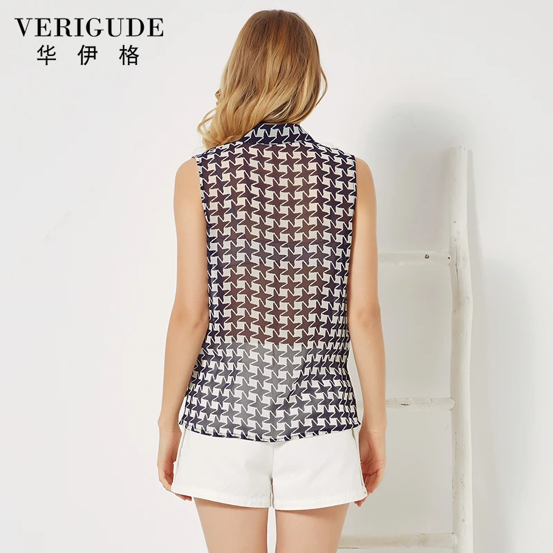 Veri Gude 2017 Женские Летние Стиль Шифон Блузка Женщины Plaid Блузки Свободные Топы