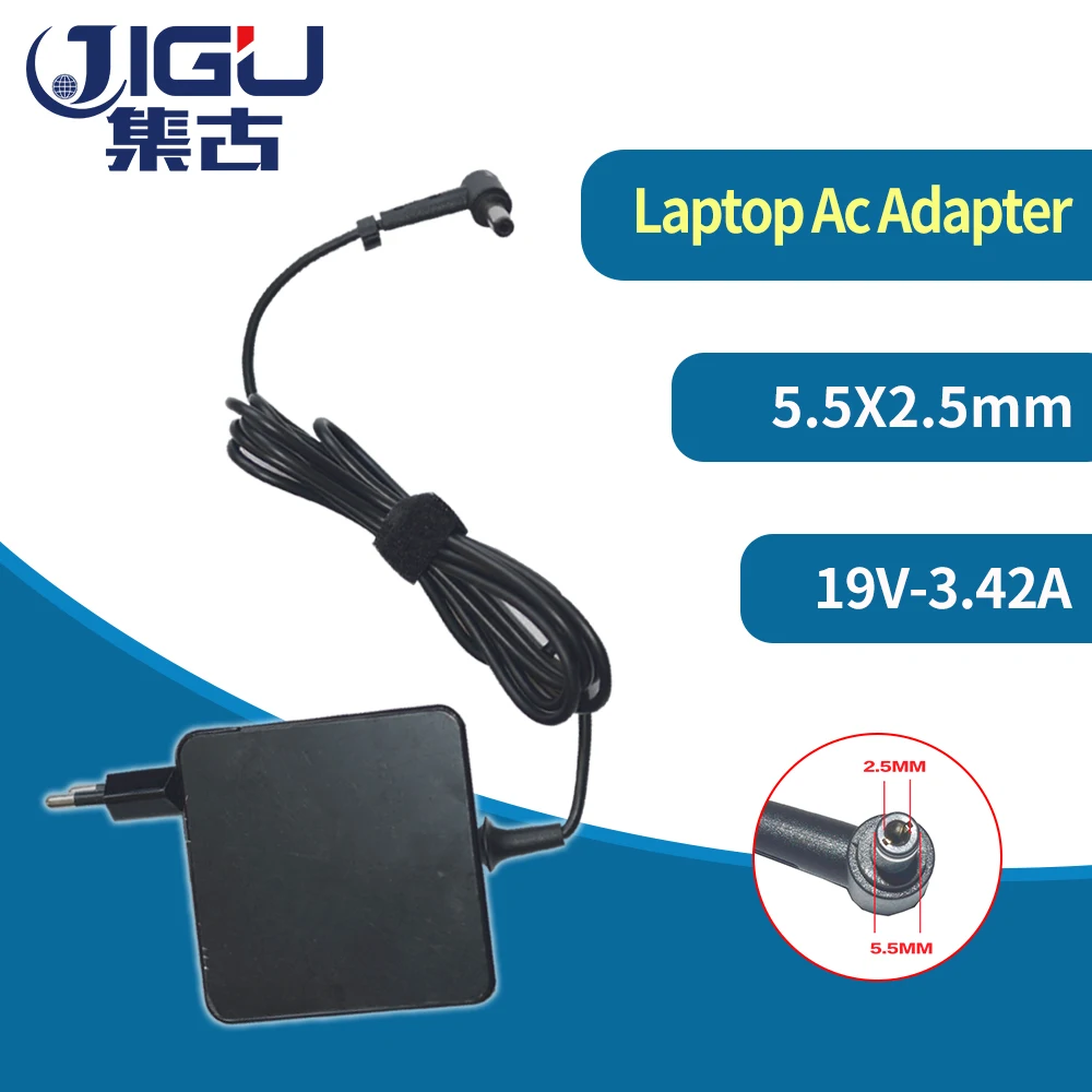 

JIGU 19V 3.42A 65w Laptop Charger AC Adapter Power for asus f80 f3 a40 a42 k52 k50in for acer\hp\toshiba laptop 5.5X2.5mm