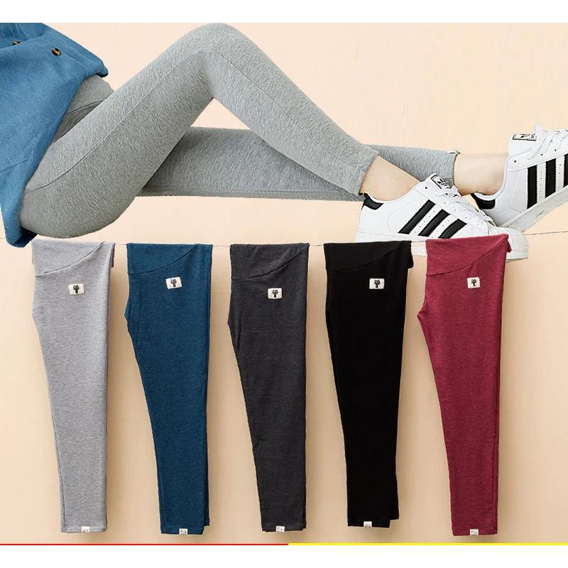 

Plus size pregnant legging spring and autumn maternity trousers 100% cotton mom pants pregnant trousers thick hot sale outwear