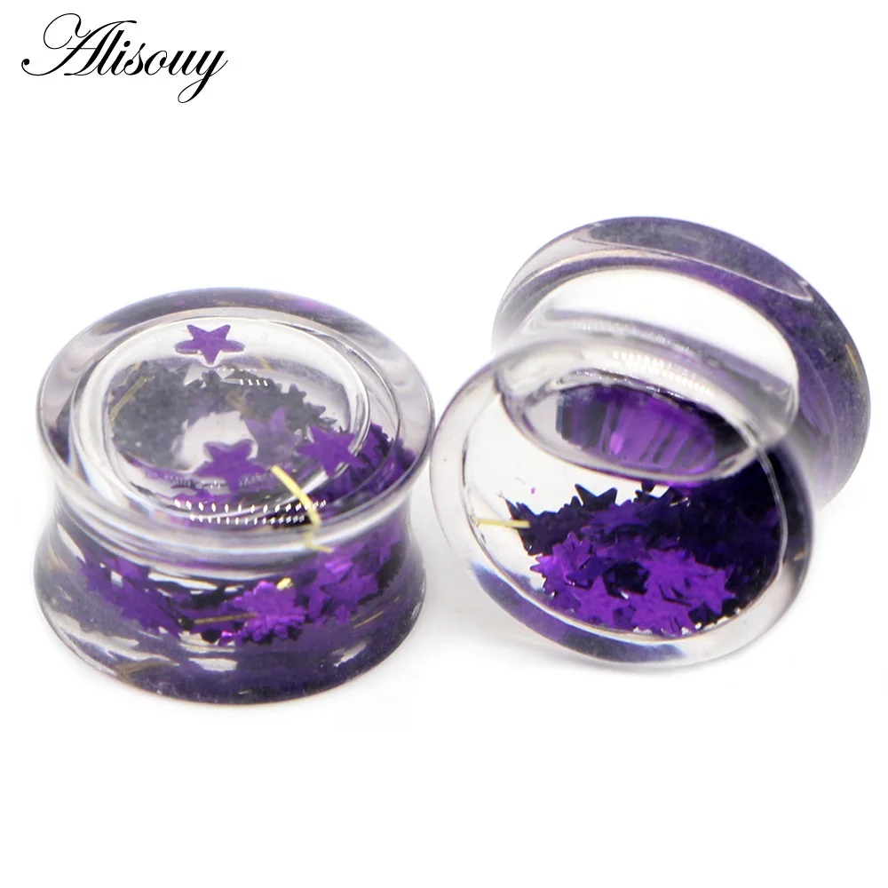 EM0309B Purple Star 1 шт звезда крест одуванчик жидкая Золотая рыбка беруши Туннели акриловые носилки расширитель серьги телесный пирсинг уха ювелирные изделия для тела - Окраска металла: EM0309B Purple Star