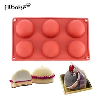filbake 6 cavity half circle shaped 3d silicone baking molds cake mold for chocolate desserts decoration tool mousse moulds