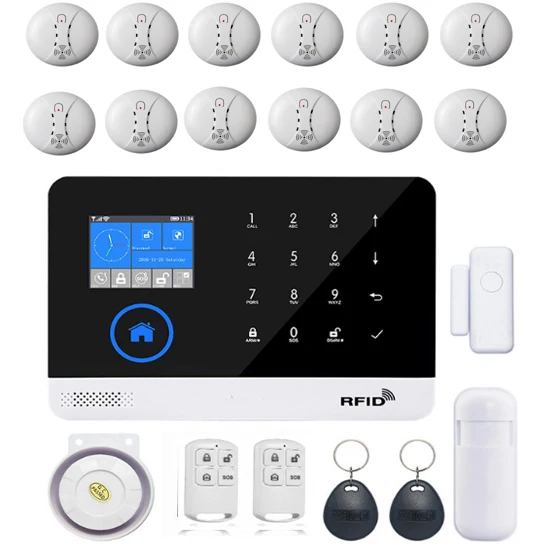 SmartYIBA Wifi APP Remote Alarm System for Home GSM 2G GPRS Signal Residential Smoke Sensor Hotel/Office | Безопасность и защита