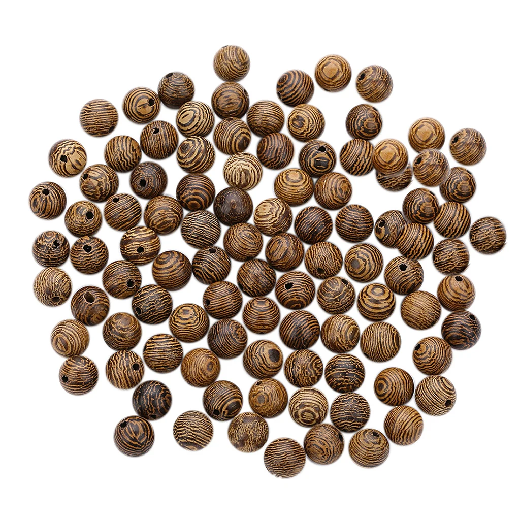 100x Natural Wood Grain Pattern Unpainted Round Wooden Beads 100pcs Bulk Sale For DIY Jewelry | Украшения и аксессуары