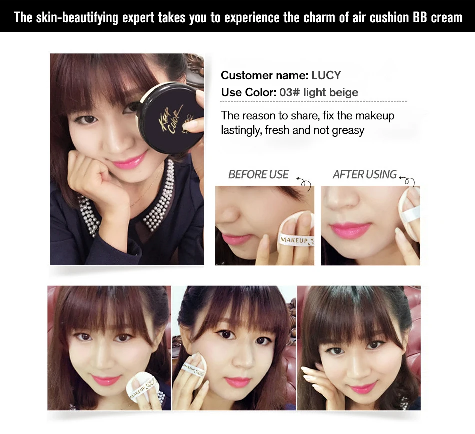 ROREC Air cushion BB крем изоляция bb телесный консилер Жидкий тональный крем праймер покрытие пор для лица CC крем длительное осветление