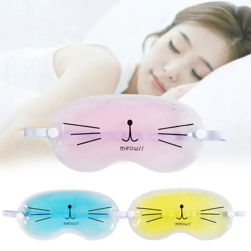 Прозрачная охлаждающая маска для сна глаз с милым мультяшным котом гелевая