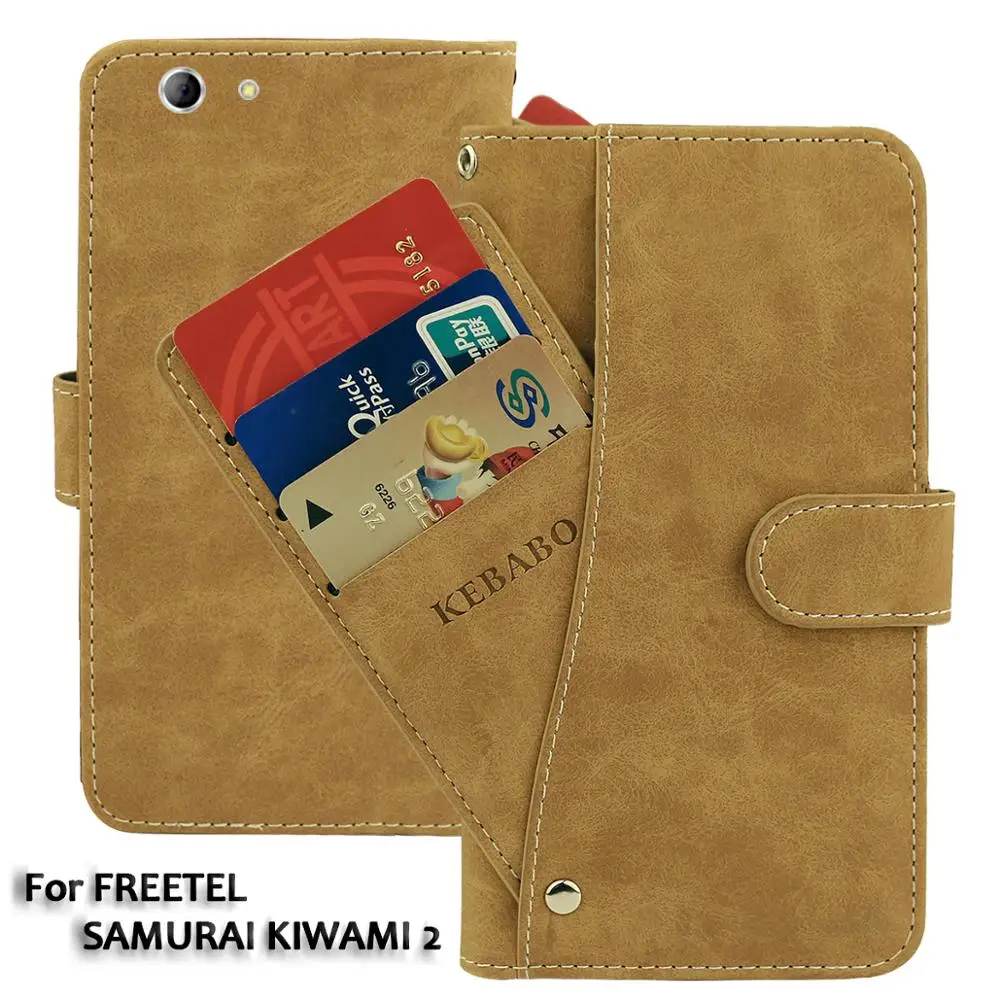 Leather Wallet FREETEL SAMURAI KIWAMI 2 5.7&quot Case Flip Retro Luxury Front Card Slots Cases Cover Business Magnetic Phone Bags |