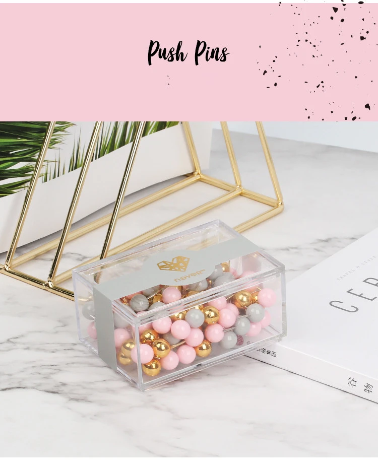 120pcs Pink Series Push Pins Office Decorative Gift Stationery Colored Thumb Tack Message Cork Board Pushpin Thumbtack