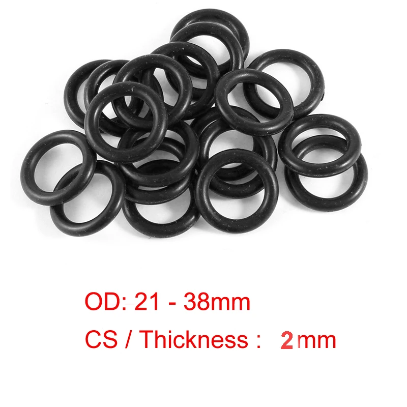 

OD 21 22 23 24 25 26 27 28 29 30 31 32 33 34 35 36 37 38mm x CS 2mm NBR rubber o ring nitrile seal washers oring o-ring gaskets