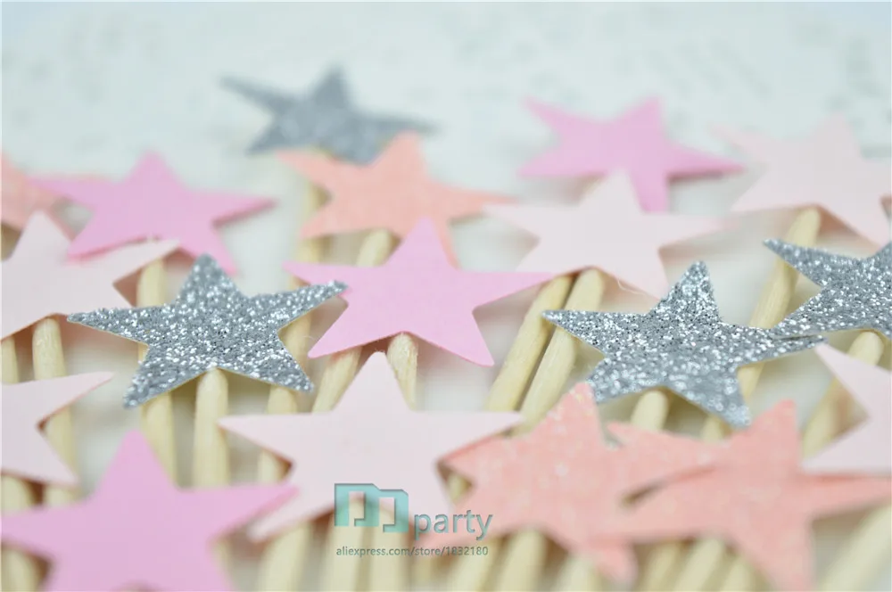 Для выведения токсинов 40 шт розовый с блестящими звездочками для