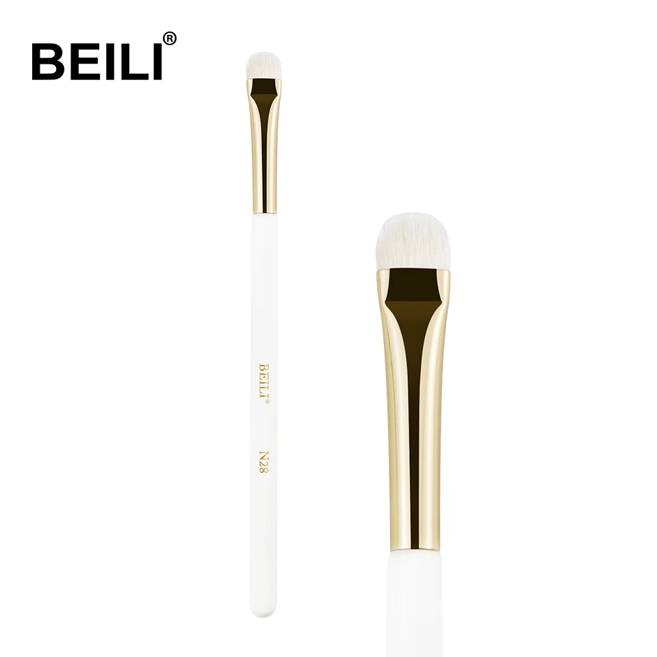 BEILI 1 шт. N28 XGF Кисть для макияжа из козьего волоса жемчужная белая Золотая детальная плоская кисть для консилера профессиональная кисть для определения