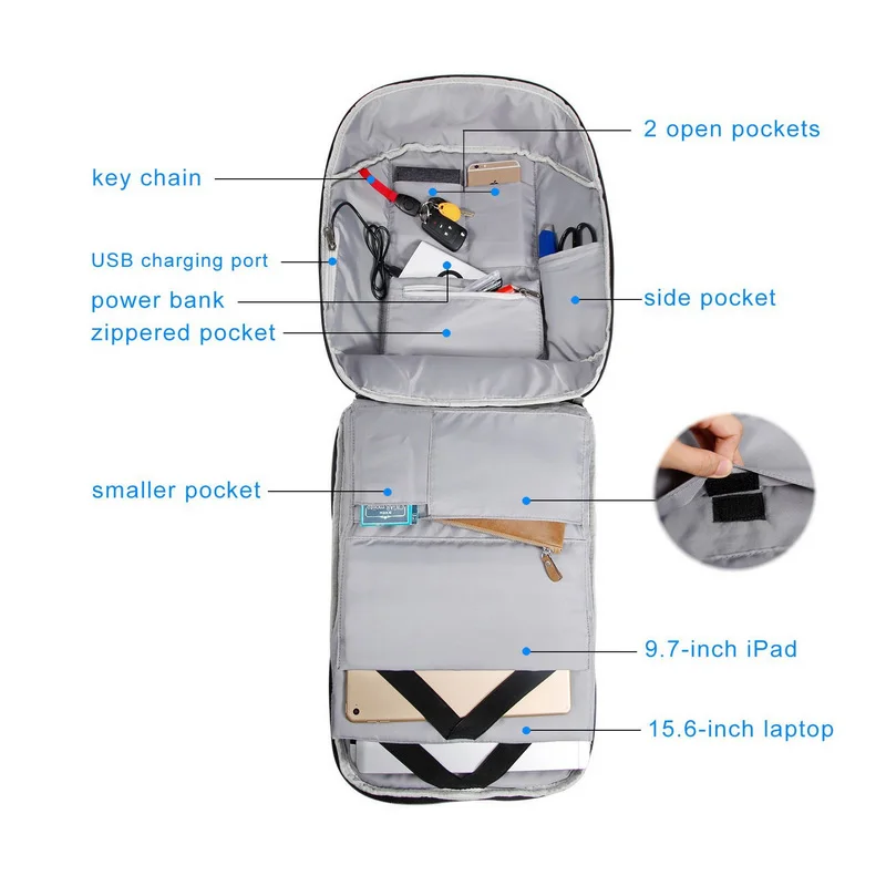 Doppulle USB зарядка anti theft рюкзак Для мужчин Путешествия безопасности