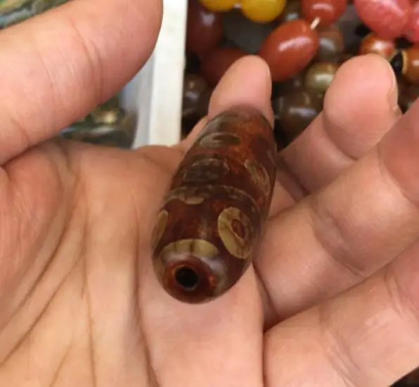 Free shipping tibetan prayer worry dzi bead old stone eye amulet gzi antique tibet | Beads