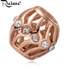 Золотистые бусины-шармы RUIMO из нержавеющей стали 316l с кристаллами, Европейские Бусины-шармы для изготовления браслетов