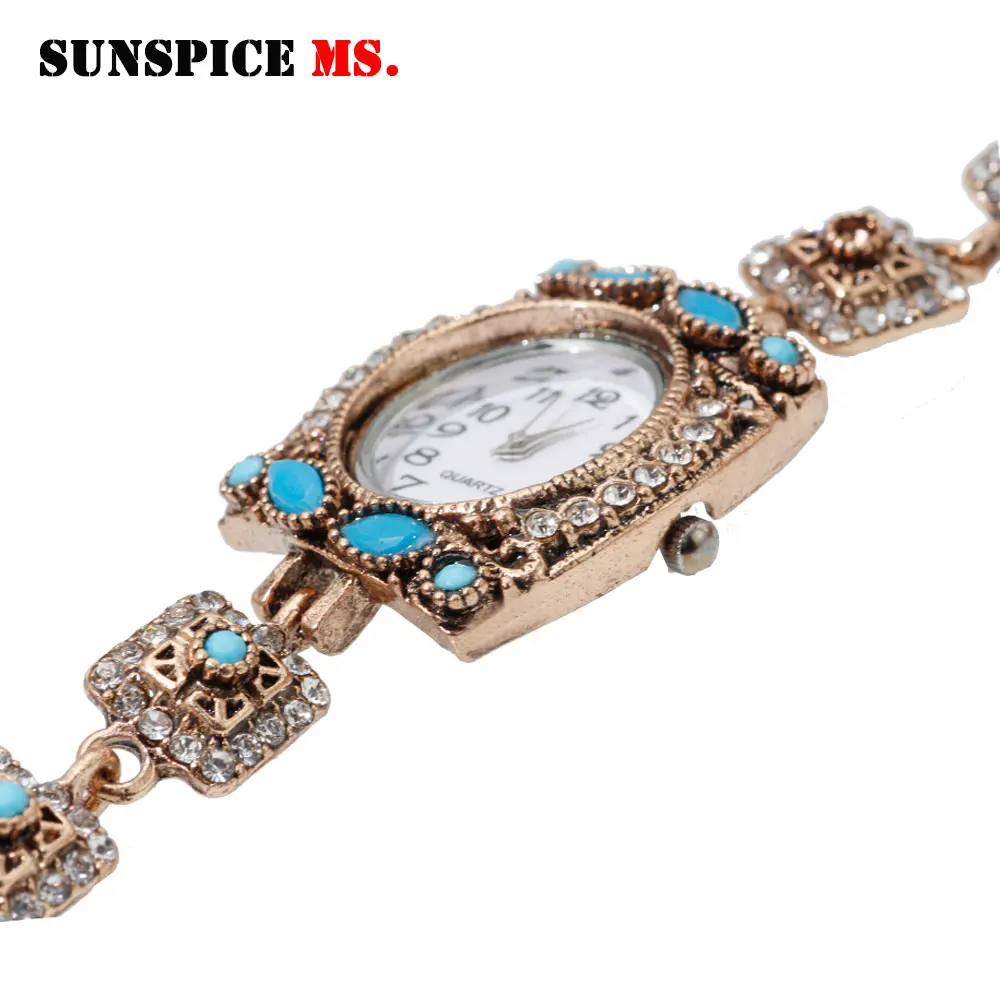Наручные часы SUNSPICE MS в стиле ретро золотого цвета браслет с марокканскими