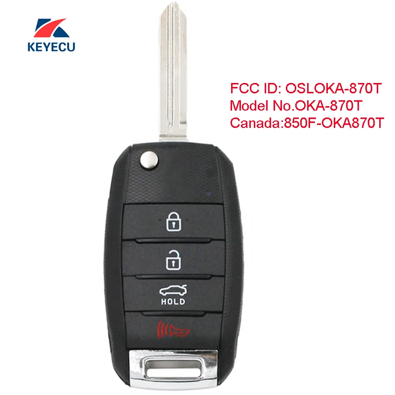 Запасная флип-кнопка KEYECU для Kia Forte 2013 - 2016 FCC ID: флип-карта модели заднего вида |