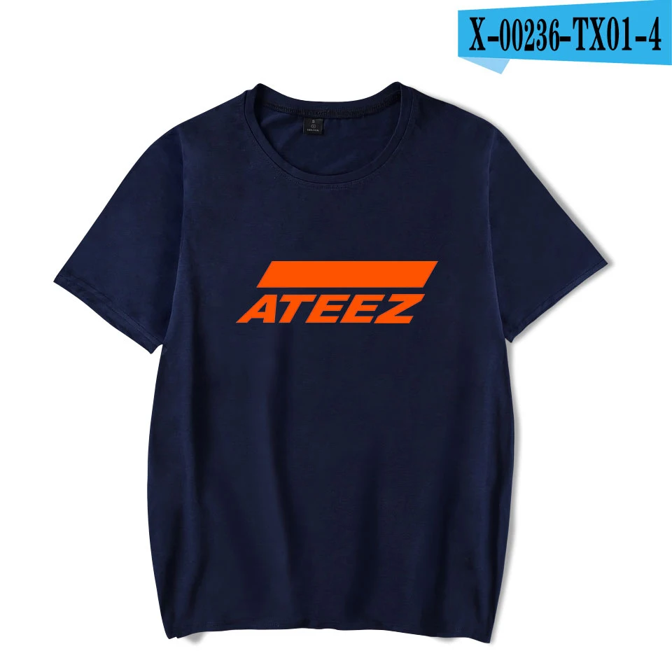 Navy Blue ATEEZ/футболка; топы; Hongjoong Seonghwa Yunho Yeosang San Mingi Wooyoung Jongho Kpop group; одежда для подростков - Цвет: Navy Blue