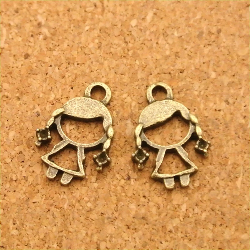 

100pcs/lot 17x12mm Antique Bronze/Silver Alloy Little Girl Pendant Fit DIY Necklace Bracelet Charm Jewelry Findings Components