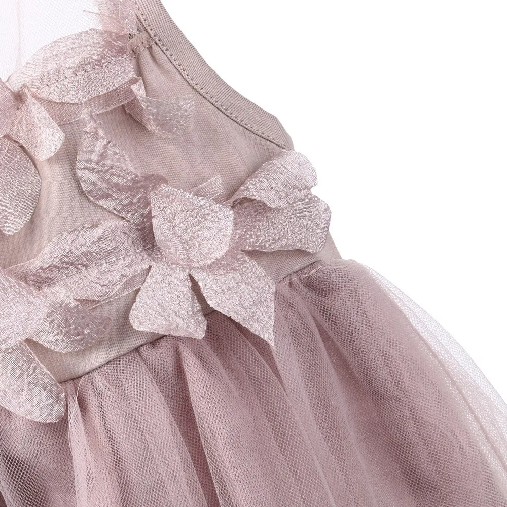 Lace-trimmed princess dress Baby Summer Girls Clothes Applique Princess Dress Children Tutu Mesh vestido infantil #06 | Детская одежда