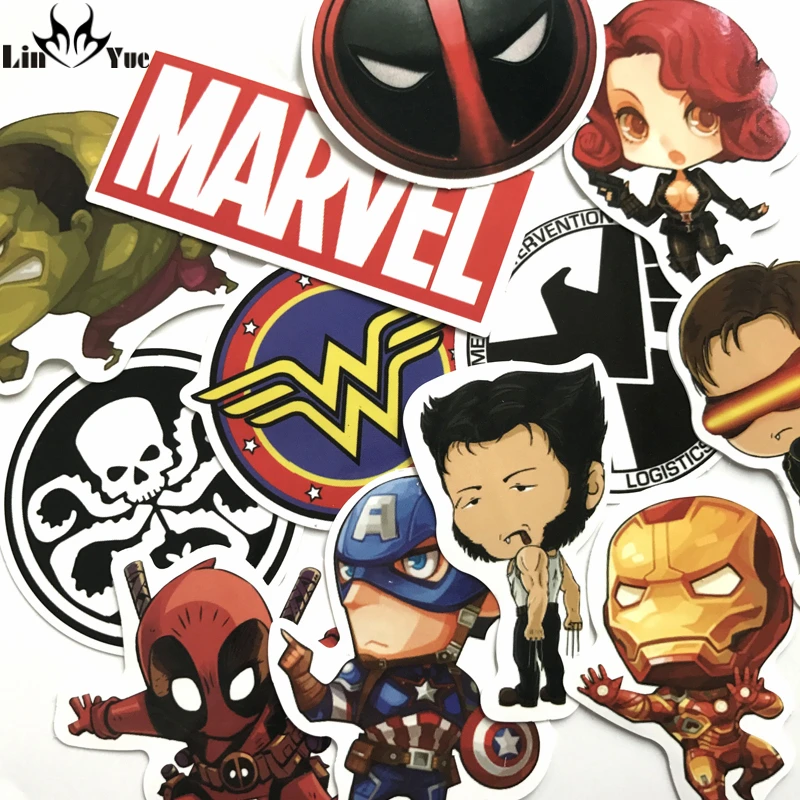 NEW 12pcs/lot DC MARVEL deadpool stickers backpack Hulk wonder woman car accessories motorcycle bike travel case car-covers | Автомобили и