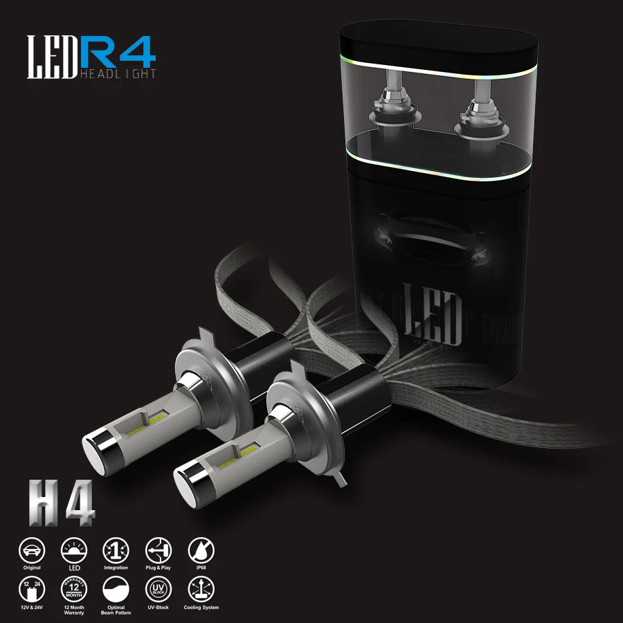Бесплатная доставка R4 40 Вт 4800LM авто светодиодный Лампа Комплект H1 H3 H7 H8 H9 H11 9012 9005