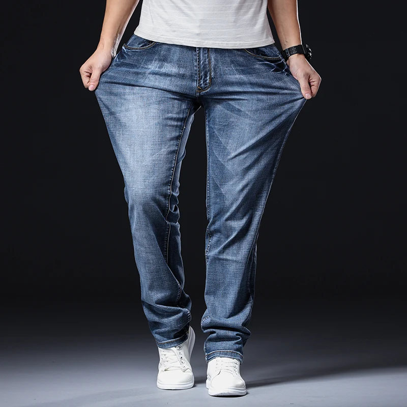 Новинка 28-44 классические джинсы мужские свободные комбинированные большого
