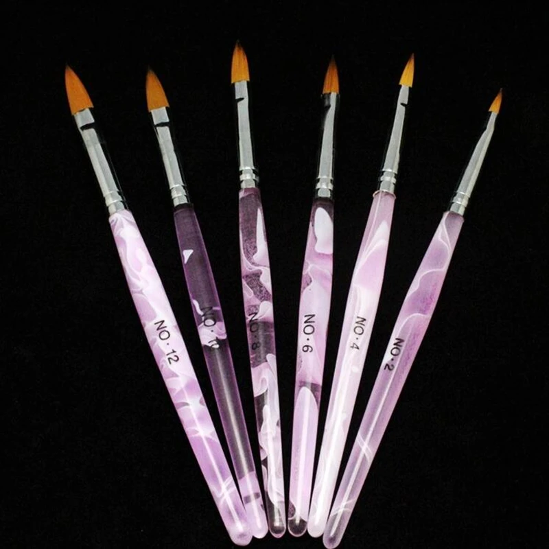 Набор кистей для дизайна ногтей 6 размеров акриловый жидкий порошок скульптурная