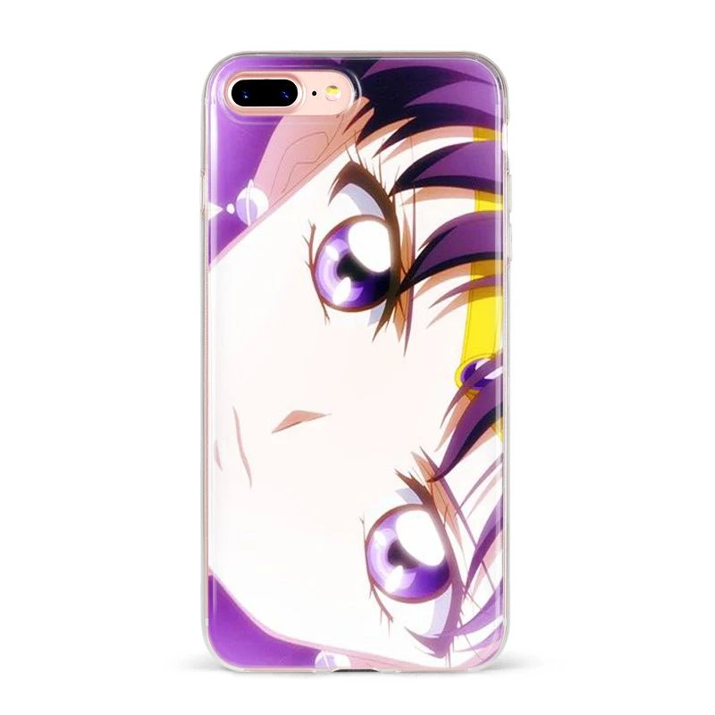 Мягкий чехол с аниме кавайным рисунком Сейлор Мун и глаза для телефона iPhone X SE 6 7 8
