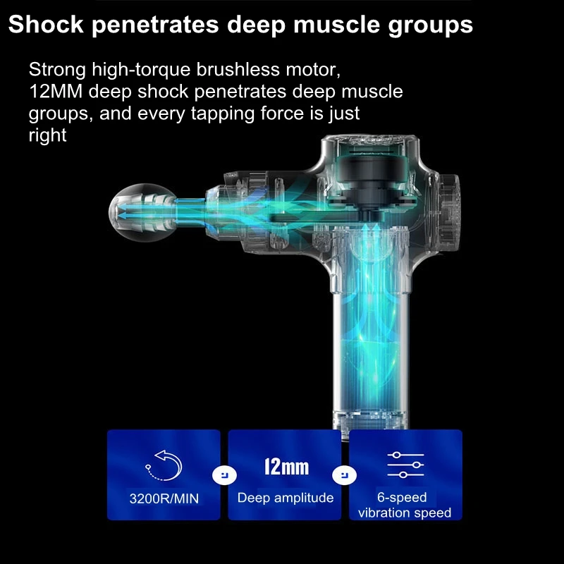 6 скоростей 24 В электронная беззвучная терапия массажные Пистолеты для тела