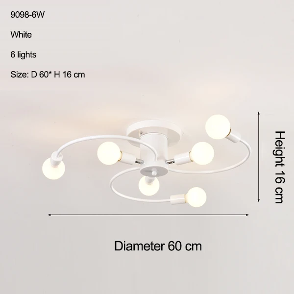 Бесплатный светодиодный светильник 85-265 в E27 Chander Lighting Vintag, светодиодный светильник, промышленные лампы, 6 ламп, люстра, светильник, белый - Цвет корпуса: 9098-6 white