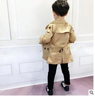 Весна Осень 2018 детское длинное пальто ветровка джентльменское платье куртка