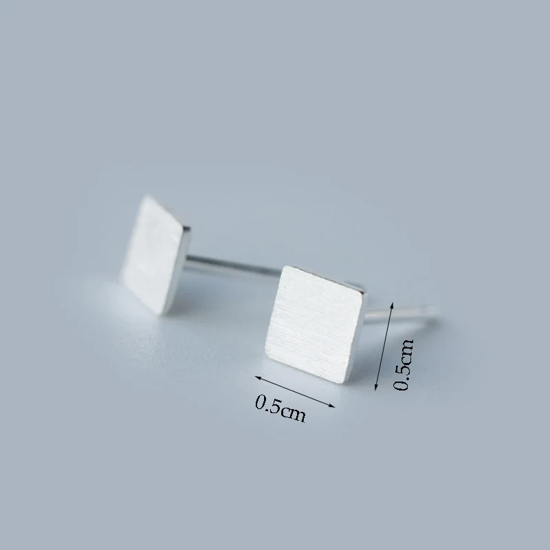 SRCOI простые крошечные квадратные серьги гвоздики из стерлингового серебра 925