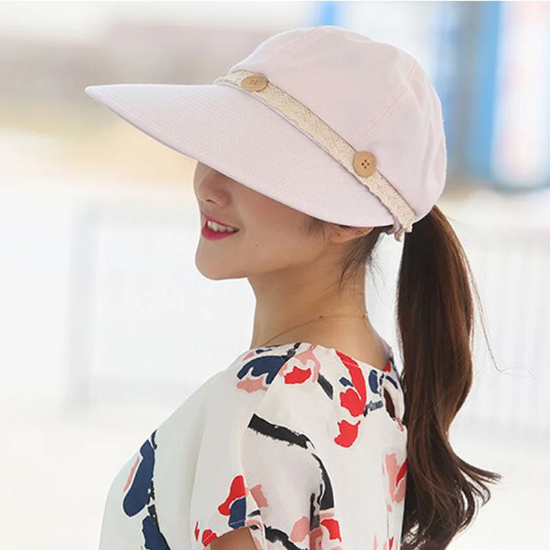 Женская кружевная шляпа на пуговицах летняя Солнцезащитная с защитой от