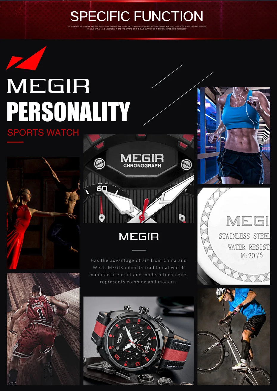 MEGIR, спортивные часы с хронографом, Мужские кварцевые наручные часы, часы, модные, кожаные, армейские, военные часы, часовое время, Relogio Masculino