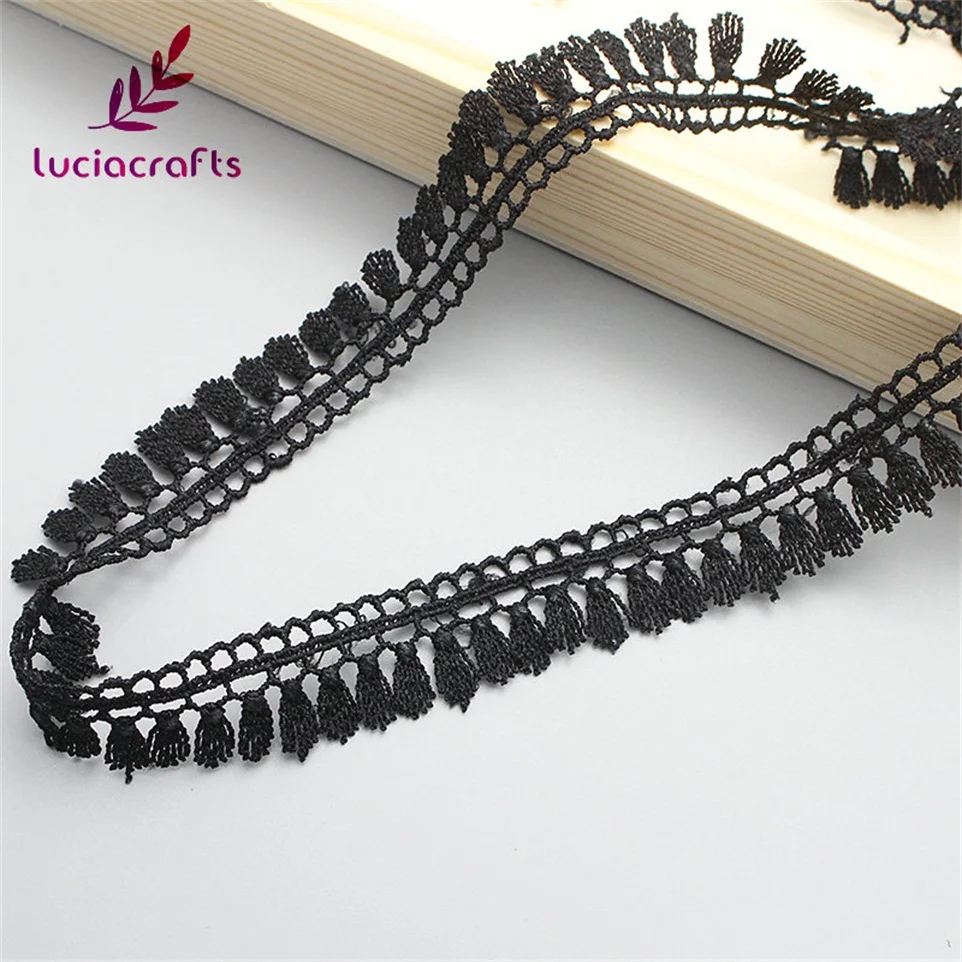 Lucia crafts 2y 18 мм белый/черный ткань шнурка вышивки отделка лентами для самостоятельного пошива одежды материалы ручной работы аксессуар N0403