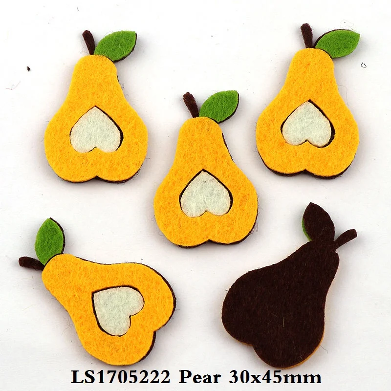 Pear 10 шт нетканый материал смешанные цвета фрукты Войлок Ткань Патч DIY ткань аппликации/Ремесло Свадебные патчи - Цвет: Pear