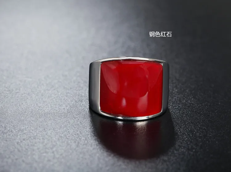 Red Модное серебряное максимальное цветное кольцо для женщин и мужчин, индивидуальное увеличенное кольцо, широкая версия Декоративного Кольца с синим камнем, ювелирное изделие - Цвет основного камня: Red