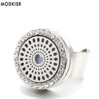 modkisr wholesale stainless steel heart 25mm sweet trendy aromatherapy essential oil diffuser women rings jewelry female ring