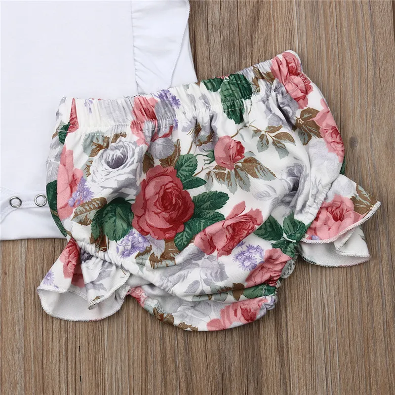 Детские костюмы с рукавами крылышками милые шорты цветочным принтом комбинезоны